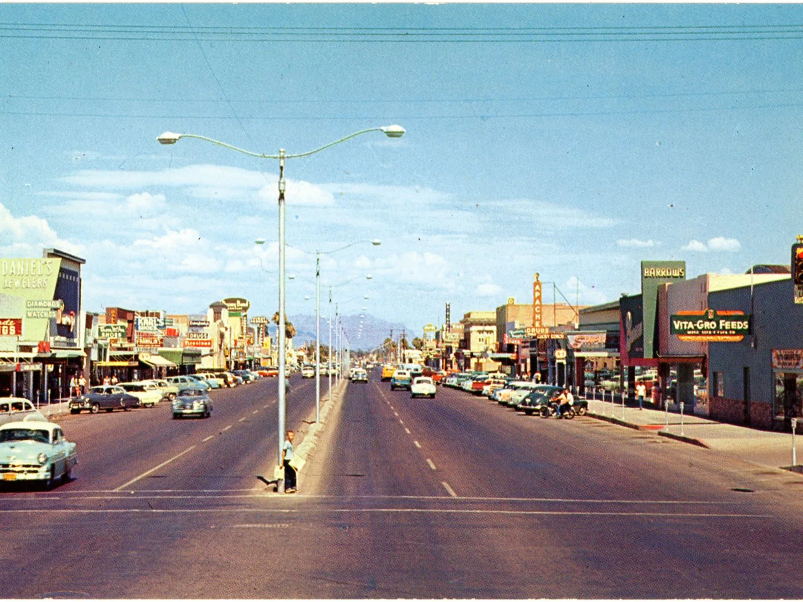 Location - Mesa 2 Mesa, Arizona commercial district and roofline