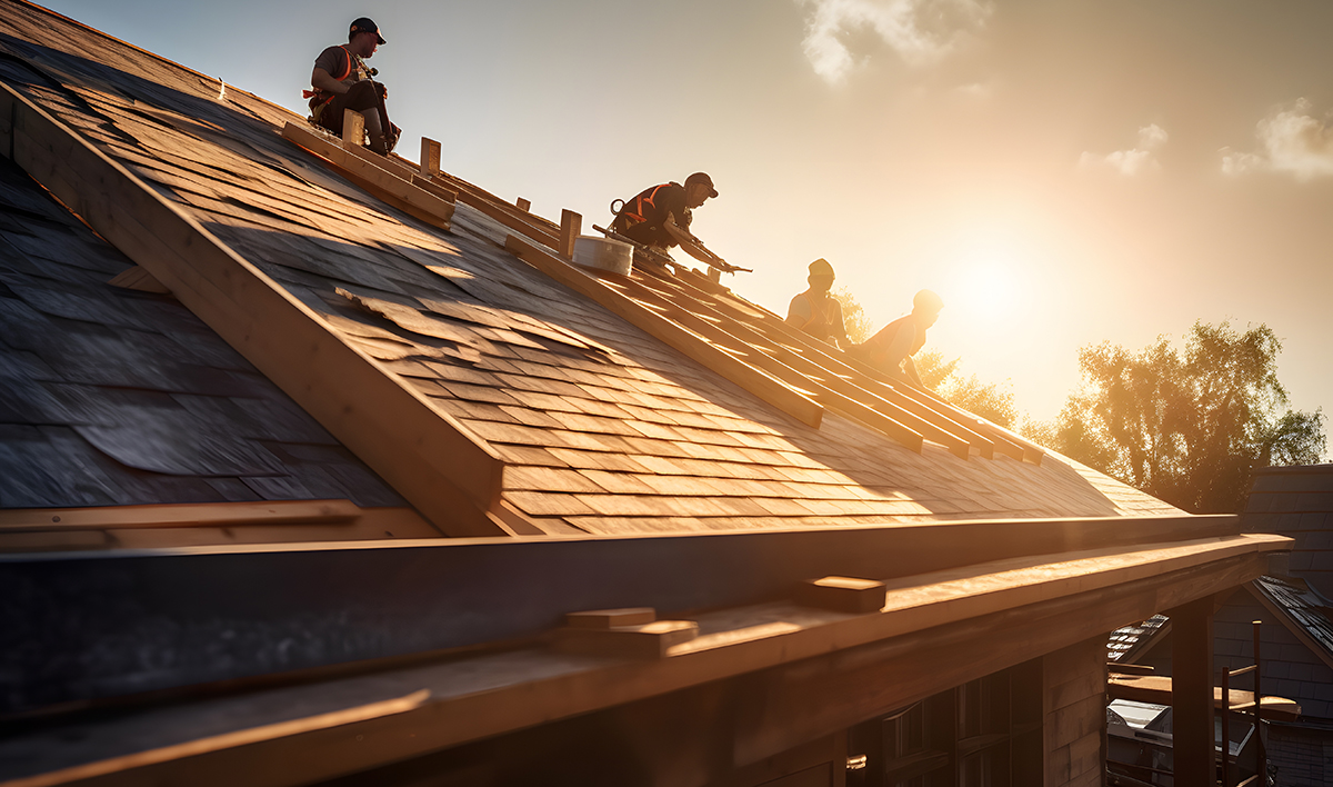 Construction Worker On A Roof