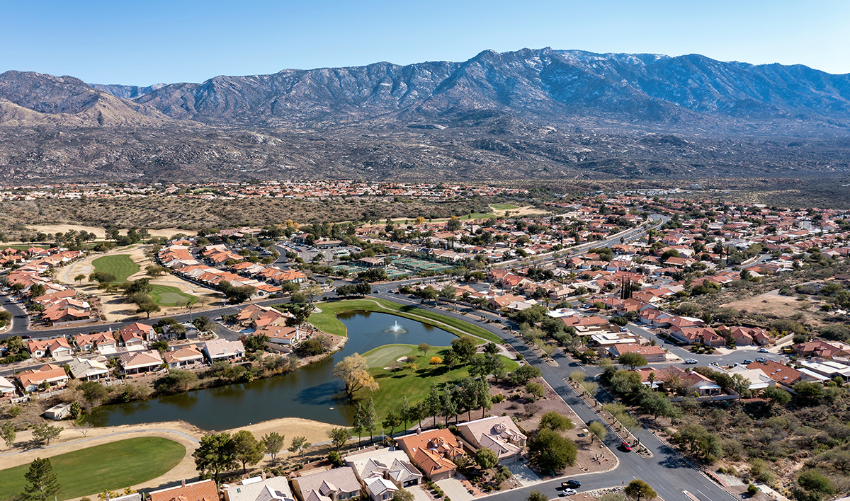 Desert Residential Community With Catalina Mountains