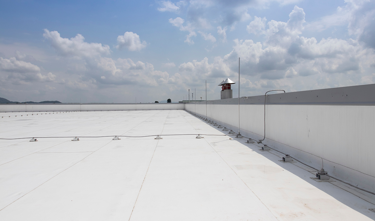 Typical Installation Of Lighting Protection At Roof Of Building