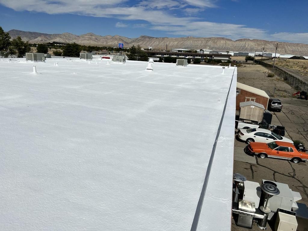 CS7 2 After photo of the completed foam roof replacement in Grand Junction finished with a white elastomeric coating