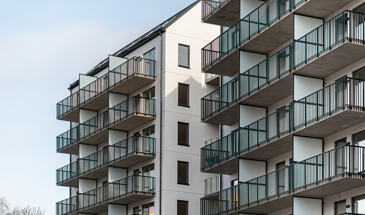 Modern White Building With Balconies