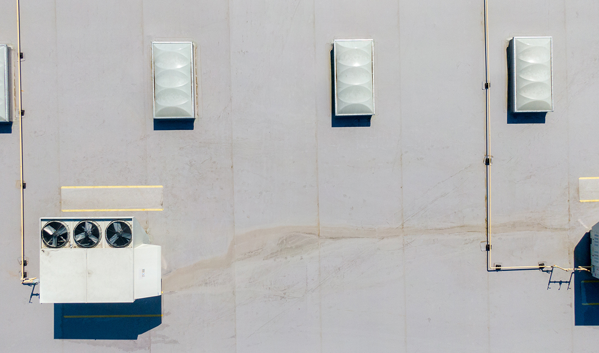 Drone Images Of TPO Flat Commercial Roof With Metal Panels: New